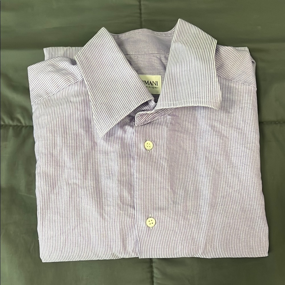 Giorgio Armani Plaid Dress Shirt Size 16